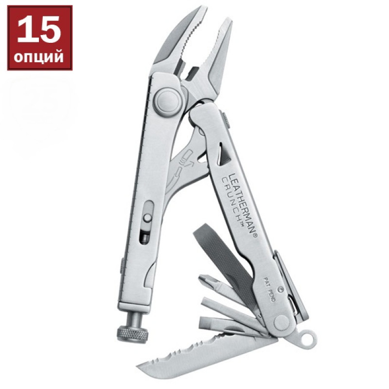 68010181N Мультитул LEATHERMAN Crunch, кожаный чехол, картонная коробка