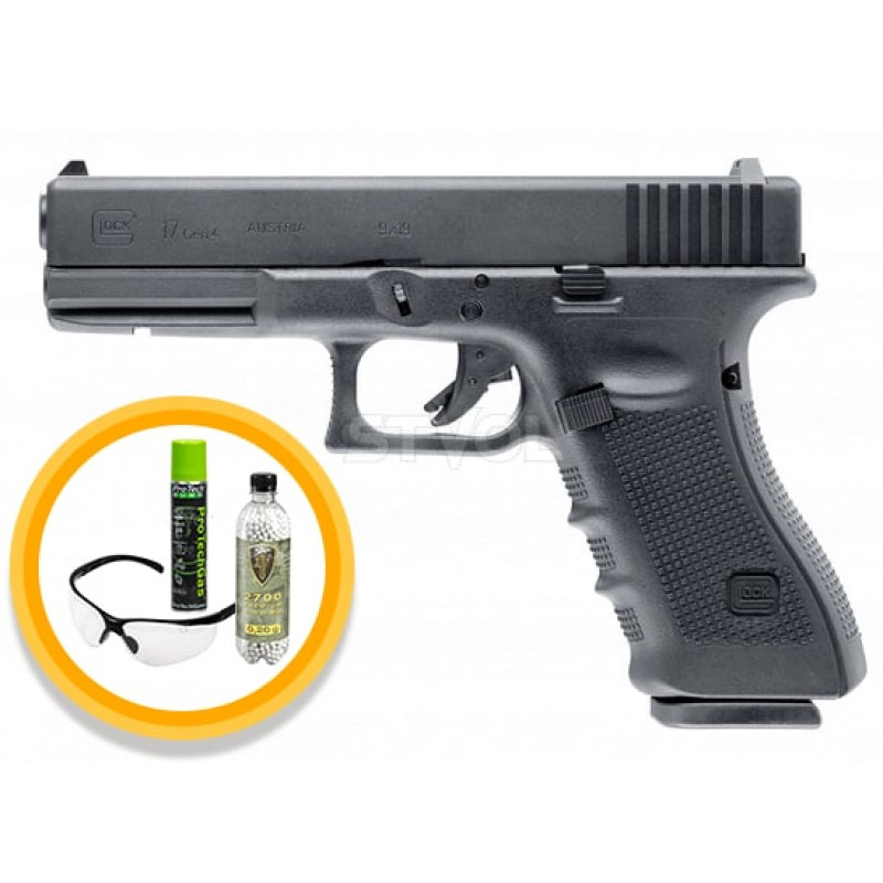 2.6411 Подарочный комплект -  страйкбольный пистолет Umarex Glock17 Gen.4 кал. 6мм. Gas Blowback
