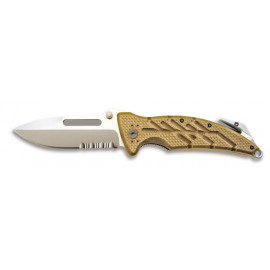 08762 Нож Ontario XR-1 DESERT TAN RESCUE FOLDER, серрейтор
